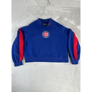 New Era Royal Chicago Cubs Mock Neck Balloon Sleeve Sweatshirt Size XL